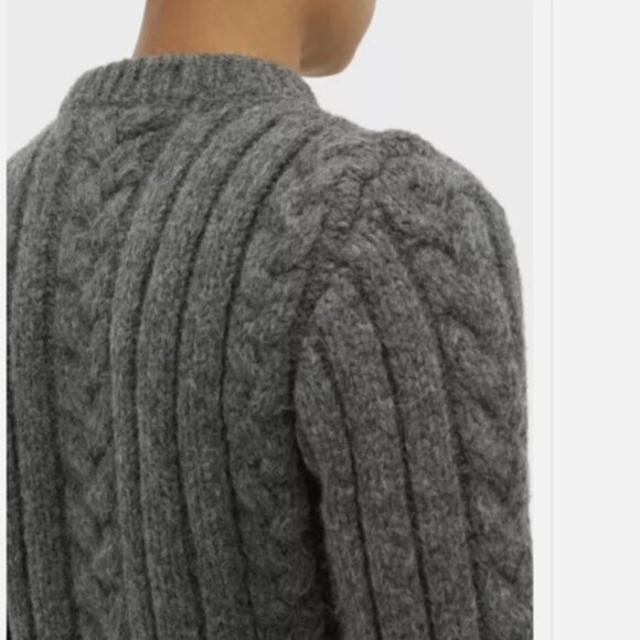 GANNI Cable Knit Alpaca-blend Sweater In Grey, S - Picture 2 of 8
